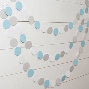 Paper Garland 14ft Gray and Blue Baby Shower Decoration Birthday Party Garland Boy Baby Shower image 6