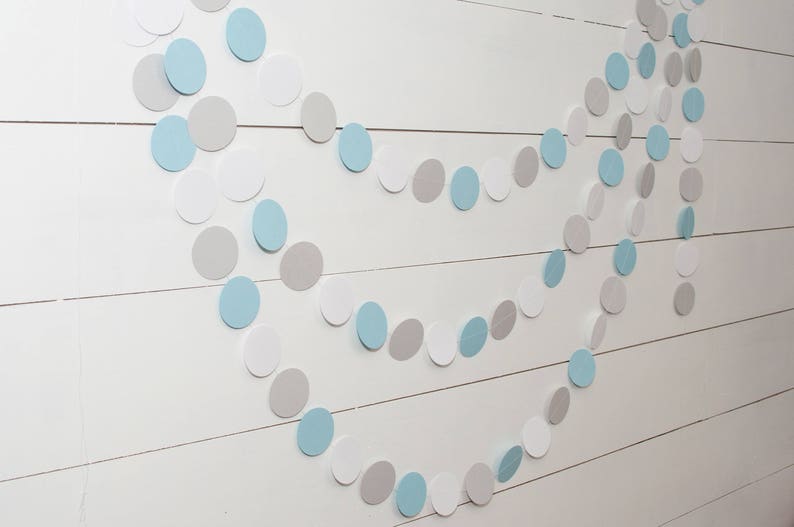 Paper Garland 14ft Gray and Blue Baby Shower Decoration Birthday Party Garland Boy Baby Shower image 6