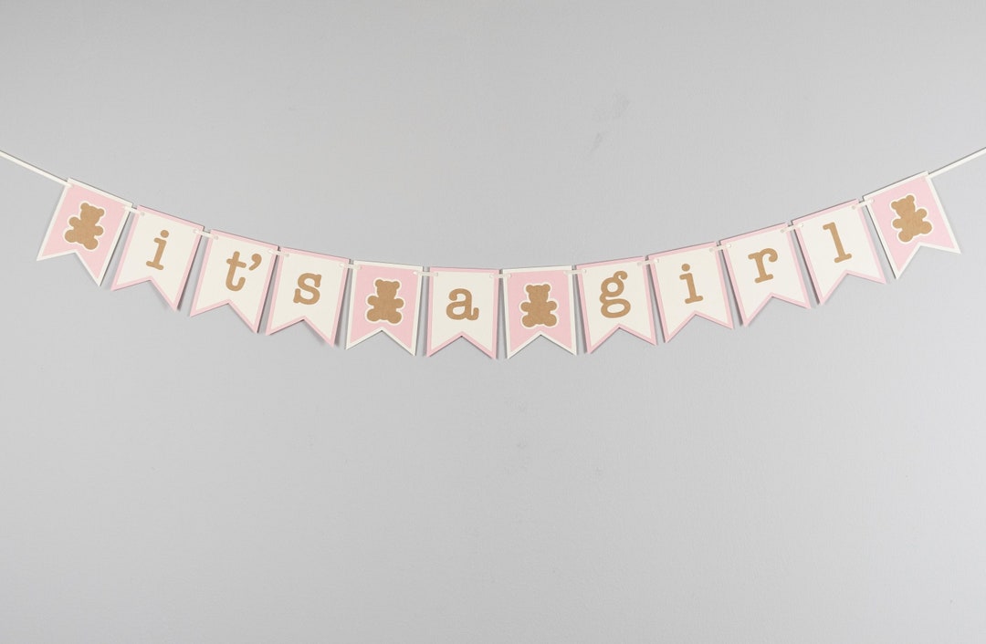 Its A Girl Teddy Bear Baby Shower Banner, Baby Shower Girl, Customize ...