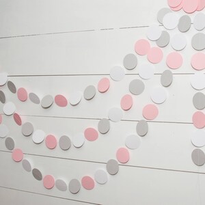 Paper Garland Pink and Gray Baby Shower Decorations Girl Baby Shower Pink Baby Shower image 5