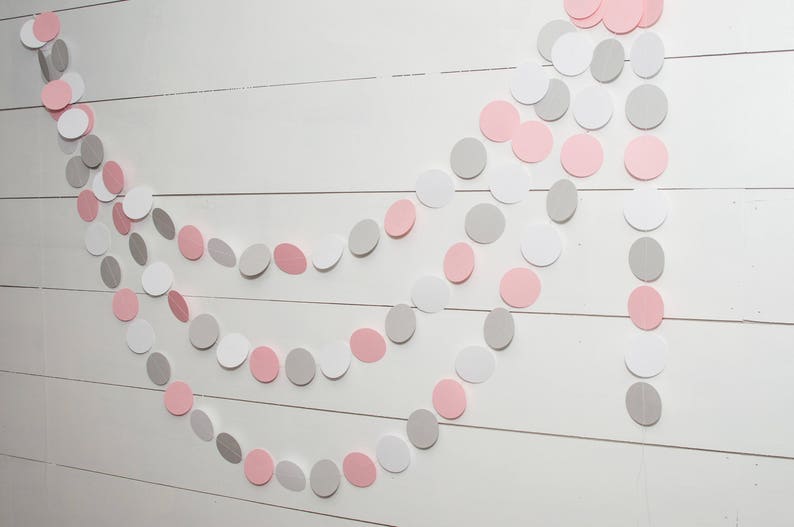 Paper Garland Pink and Gray Baby Shower Decorations Girl Baby Shower Pink Baby Shower image 5