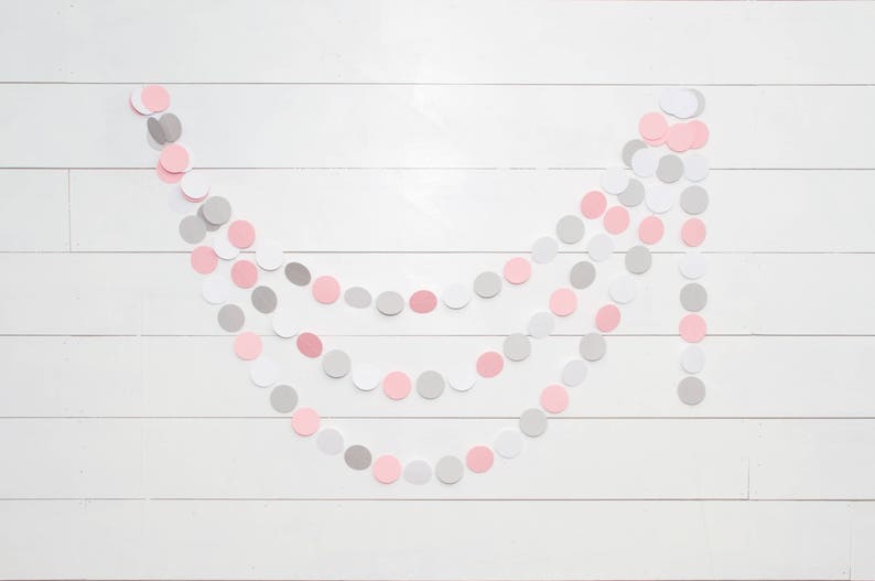 Paper Garland Pink and Gray Baby Shower Decorations Girl Baby Shower Pink Baby Shower image 4