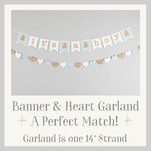 Teddy Bear Baby Shower Banner, It's A Boy Banner, Customize your colors Banner&HeartGarland