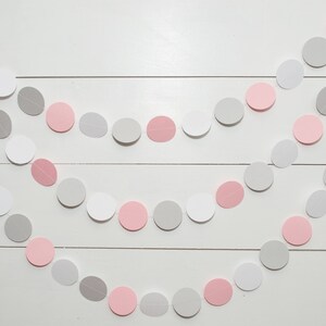 Paper Garland Pink and Gray Baby Shower Decorations Girl Baby Shower Pink Baby Shower image 6