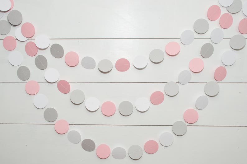Paper Garland Pink and Gray Baby Shower Decorations Girl Baby Shower Pink Baby Shower image 6