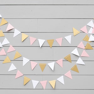 Pennant Garland - Pink and Gold Garland - Customize your colors!