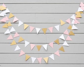 Pennant Garland - Pink and Gold Garland - Customize your colors!