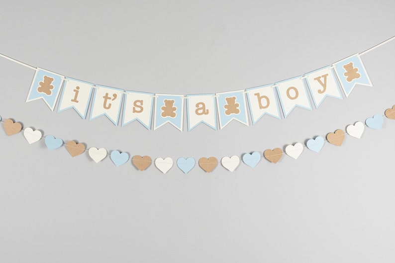 Teddy Bear Baby Shower Banner, It's A Boy Banner, Customize your colors image 1