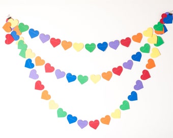Rainbow Heart Garland, 14', Customize Your Colors