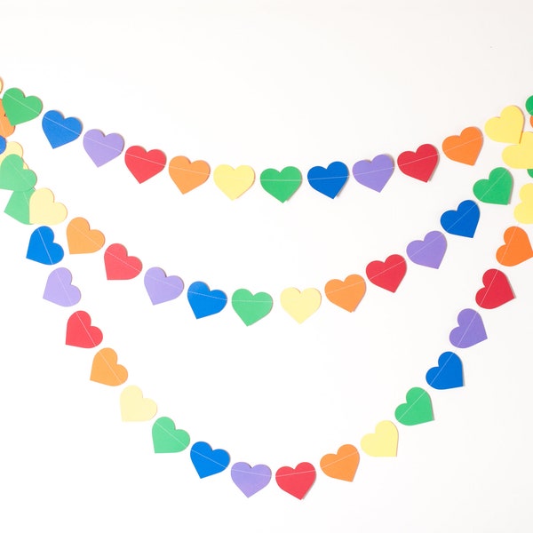 Rainbow Heart Garland, 14', Customize Your Colors