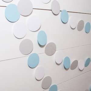 Paper Garland 14ft Gray and Blue Baby Shower Decoration Birthday Party Garland Boy Baby Shower image 1