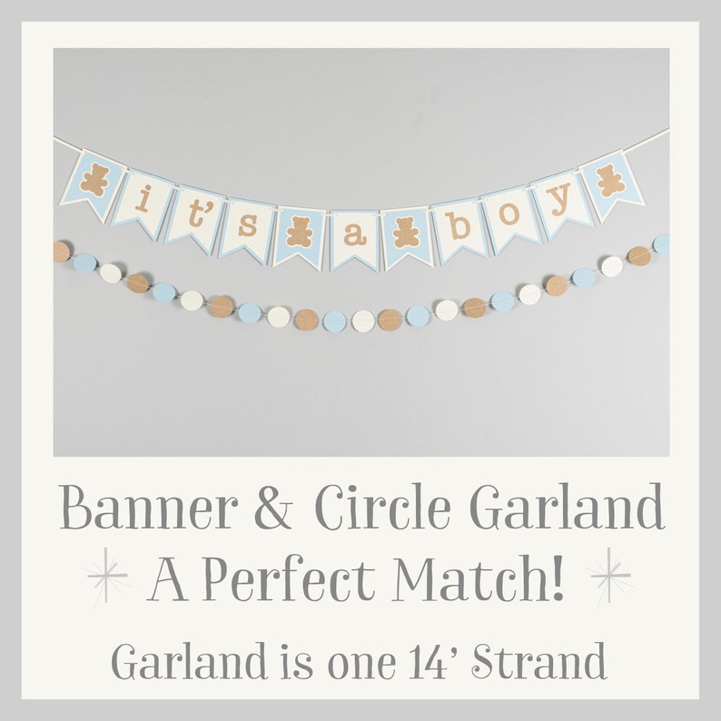 Teddy Bear Baby Shower Banner, It's A Boy Banner, Customize your colors Banner&CircleGarland