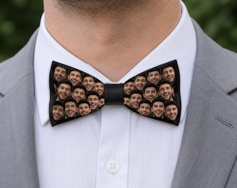 Custom Photo Bow Tie Personalized – Funny Face Bow Tie Gift for Him, Wedding Bow Tie, Custom Couple Bow Tie, Pre-Tied Bow Tie