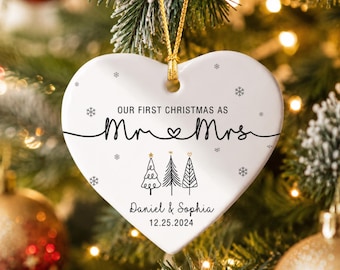 Our First Christmas As Mr & Mrs Ornament 2024 | First Married Christmas Ornament | Mr and Mrs Gift | Wedding Ceramic Keepsake