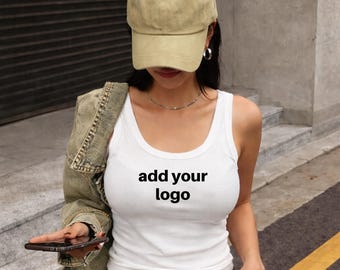 Custom Photo Tank Top for Women, Personalized Y2K Sleeveless Vest, Custom Graphic Cotton Camisole, Summer Streetwear Top