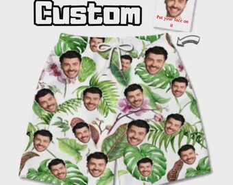 Custom Face Swim Trunks, Personalized Photo Beach Shorts, Bachelor Party Gift
