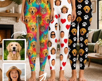 Custom Face Leggings, Personalized Photo Leggings, Funny Workout Pants, Custom Yoga Leggings Gift for Her, Bachelorette Gym Leggings