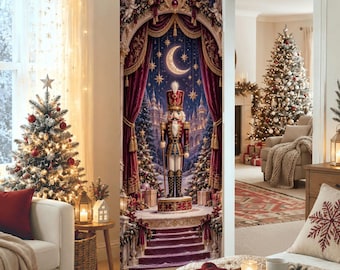 Stretch Fabric Door Cover, Holiday Door Decoration for  Christmas