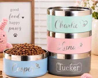 Personalized Stainless Steel Pet Bowl, Insulated Dog Cat Food Waterer, Pet lover
