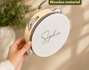Personalized Wooden Tambourine Wedding Favor | 4 Inch Custom Tambourine | Rustic Bachelorette Gift | Engraved Wedding Guest Gift