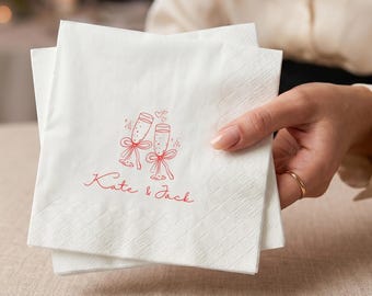 Personalized Cocktail Napkins with Custom Text, Wedding Cocktail Napkins, Bridal Shower Napkins, Engagement Party Decor, Custom Paper Napkin