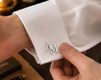 Custom Initial Cufflinks, Personalized Monogram Stainless Steel Wedding Gift,Groomsmen Cufflinks