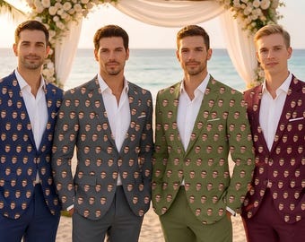 Personalized Wedding Suit Jacket for Men | Custom Photo Blazer | Logo Printed Mens Coat | Custom Text Suit | Groom Groomsmen Gift