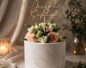 Personalized Wedding Cake Topper, Custom Rustic Cake Topper, Acrylic Wedding Cake Decor, Anniversary Cake Topper, Engagement Cake Sign