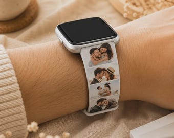 Custom Photo Apple Watch Band, Personalized Silicone Smartwatch Strap, Pet Lover Gift