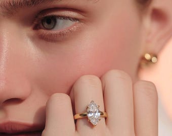 chunky gold Zircon Ring, 18K Gold Plated Stainless Steel, Waterproof Statement