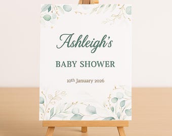 Eucalyptus Baby Shower Sign A4 Printable | Instant Download | Editable