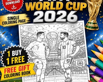 Ronaldo Messi Coloring Page | FIFA World Cup 2026 Soccer Championship (PDF Download)