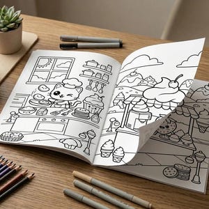 Kawaii dessert coloring pages instant download printable PDF kids activity