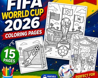 World Cup 2026 Coloring Book | Soccer Flags, Teams, Stadiums (Printable PDF)