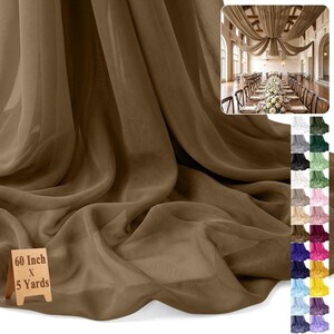 5 Yards - BROWN - Chiffon Fabric - Sheer Fabric 60"  For Wedding Arch Draping Fabric - Sheer Material For Thanksgiving Party Backdrop