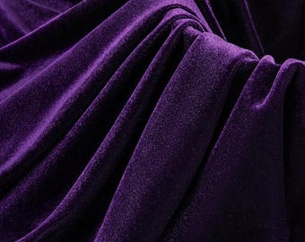 VIOLA - Tessuto in velluto elasticizzato tagliato su misura, morbido e lussuoso - Poliestere e spandex - Elasticizzato in 4 direzioni per cucire abbigliamento, costumi e lavori fai da te.