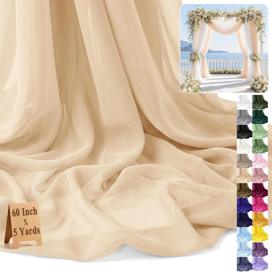 5 Yards - CHAMPAGNE - Chiffon Fabric - Sheer Fabric 60