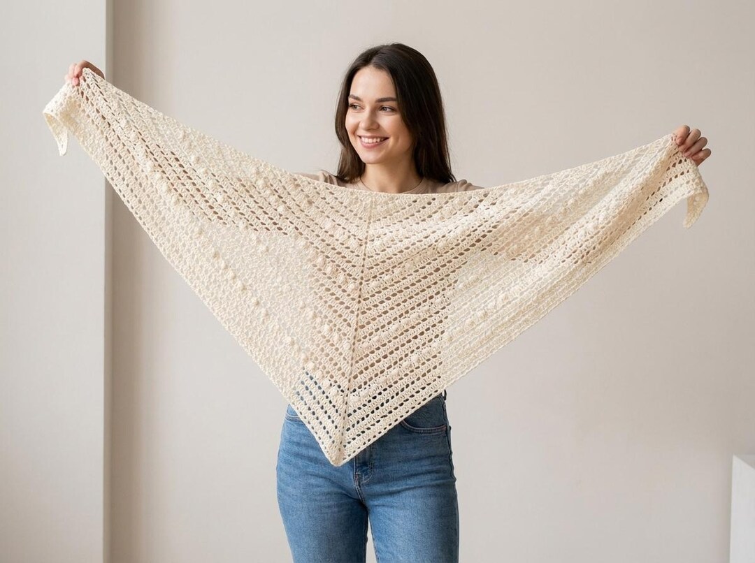 Crochet Shawl Pattern Triangle Lightweight Easy Gift Womens PDF - Etsy