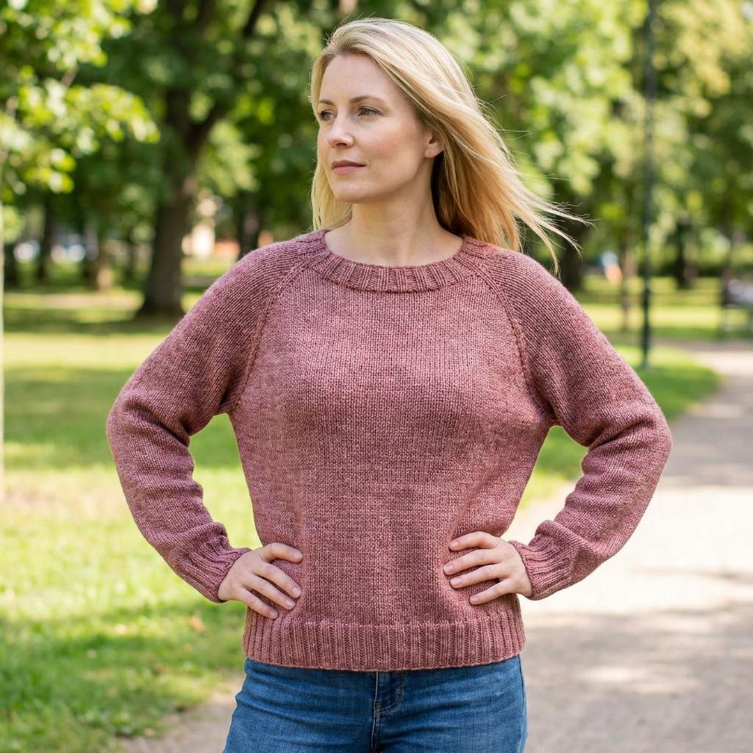 Knit Raglan Sweater Pattern Top Down Seamless Relaxed Fit Womens PDF - Etsy