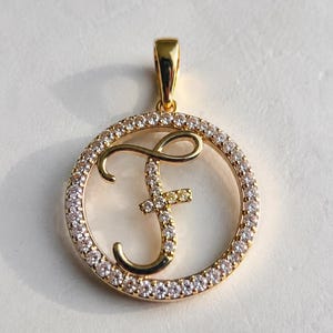10K Gold Diamond Script Initial Pendant, Natural Diamond Monogram Letter Charm, Personalized Necklace Gift for Wife