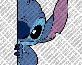 Stitch Peeking PNG, Lilo And Stitch Cute, Disney Stitch Peek, Kawaii Funny Stitch, Blue Alien Side Design
