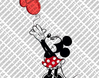 Minnie Mouse PNG, Classic Disney Minnie, Minnie Balloon Design, Cute Cartoon Mouse Art, Vintage Disney Character PNG