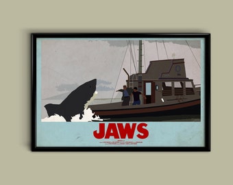 Jaws 12 x 18 Inch Minimalist Movie Poster Giclee Print