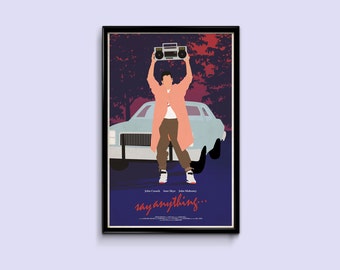 film posters 80s Say Anything 12 x 18 Minimalist Movie Poster Giclee Print