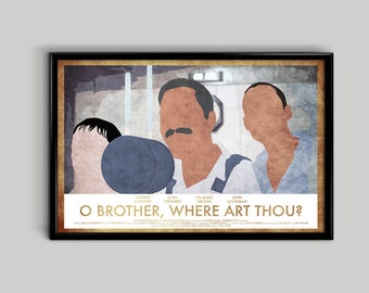 O broder, var är du? Minimalistisk filmaffisch, gicléetryck, 12 x 18