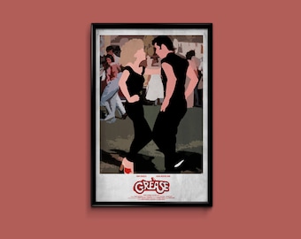 Minimalistisk poster med grease-motiv, 12 x 18, gicléetryck