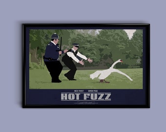 Hot Fuzz 12 x 18 Minimalist Movie Poster Giclee Print