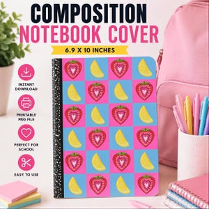 Composition Notebook Cover: Strawberry Lemonade Print (Digital Download)