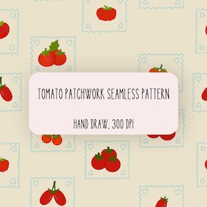 Seamless Tomato Pattern: Vintage Patchwork - Mediterranean Style