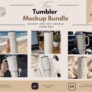 Tumbler Mockups: Skinny & 40oz Handled Styles (Digital Download PSD Files)